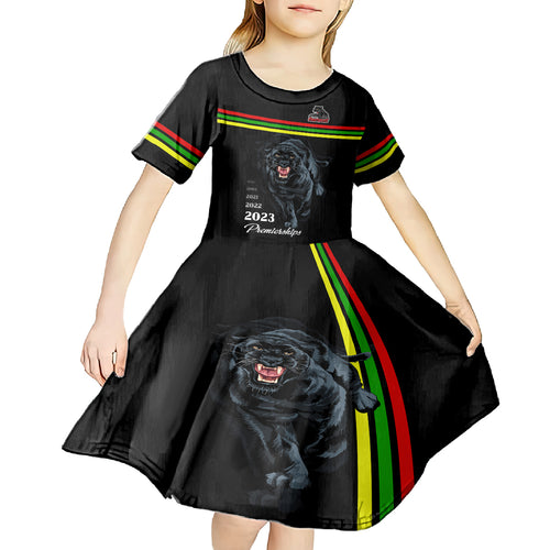 panther-premierships-kid-short-sleeve-dress-go-champions-2023-black-simple-style