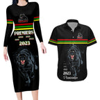 custom-panther-premierships-couples-matching-long-sleeve-bodycon-dress-and-hawaiian-shirt-go-champions-2023-black-simple-style
