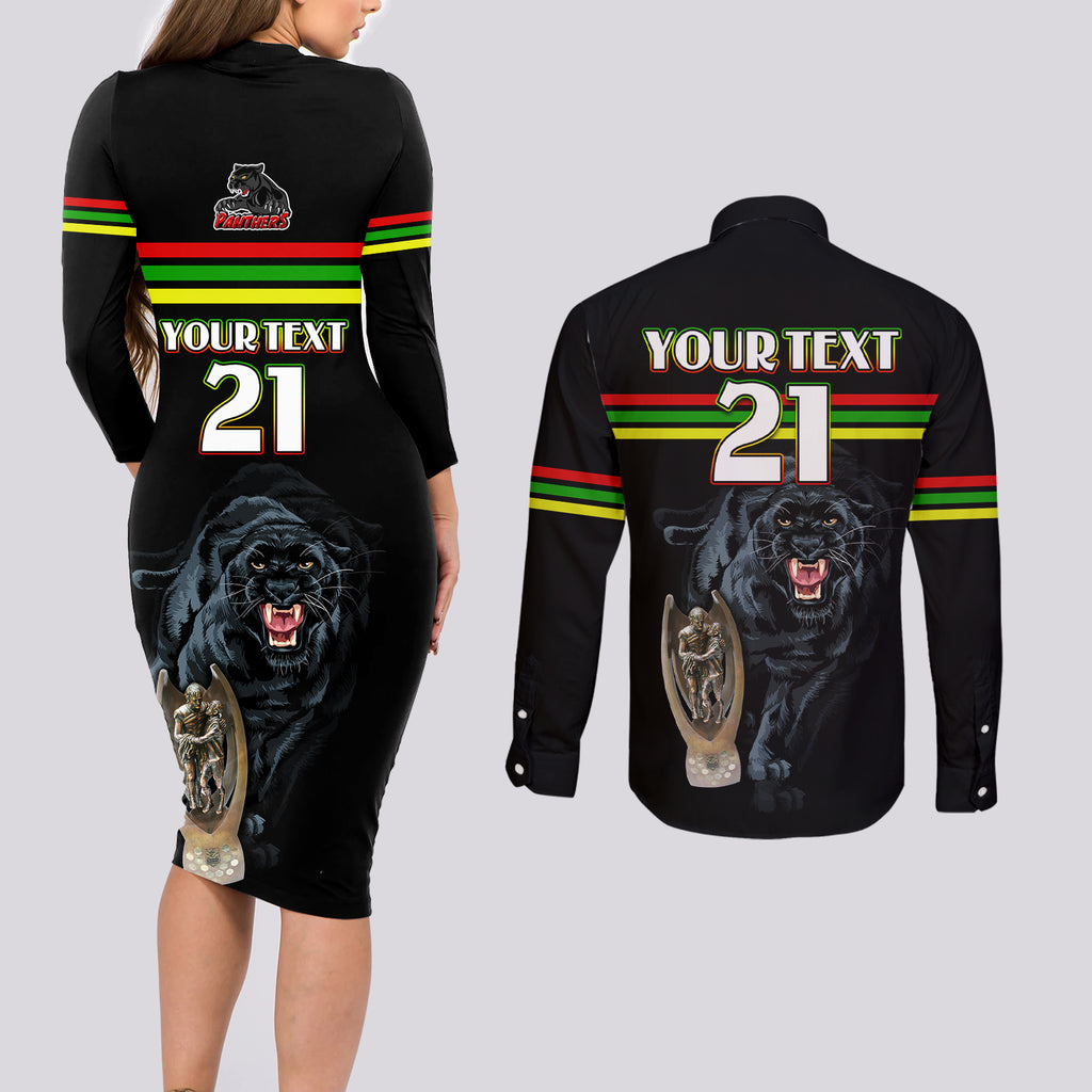 custom-panther-premierships-couples-matching-long-sleeve-bodycon-dress-and-long-sleeve-button-shirts-go-champions-2023-black-simple-style