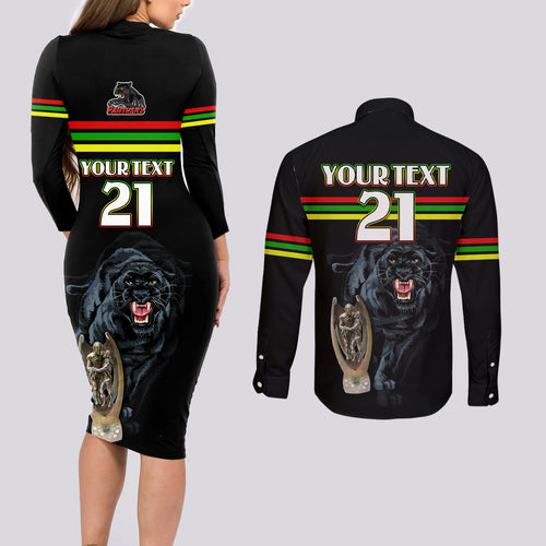 custom-panther-premierships-couples-matching-long-sleeve-bodycon-dress-and-long-sleeve-button-shirts-go-champions-2023-black-simple-style