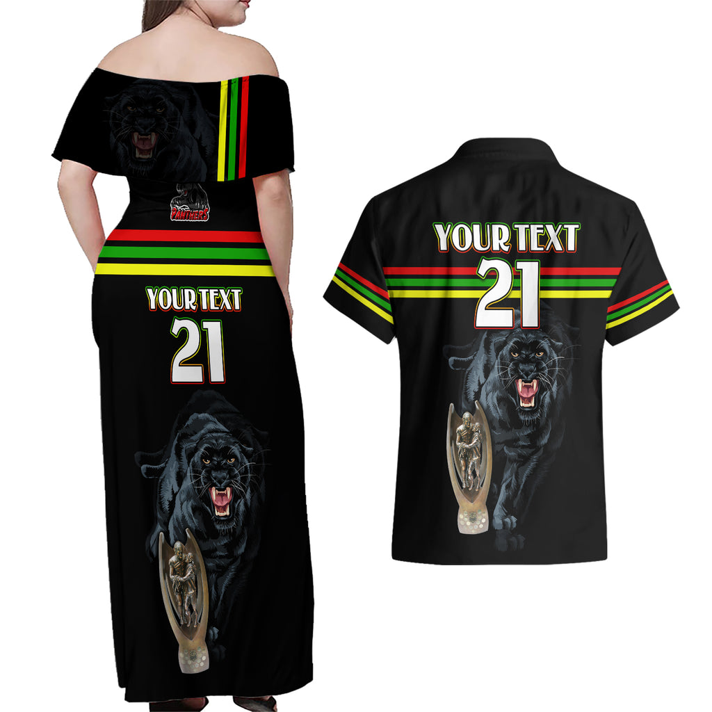 custom-panther-premierships-couples-matching-off-shoulder-maxi-dress-and-hawaiian-shirt-go-champions-2023-black-simple-style