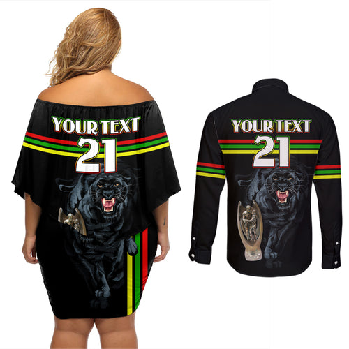custom-panther-premierships-couples-matching-off-shoulder-short-dress-and-long-sleeve-button-shirts-go-champions-2023-black-simple-style