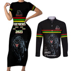 custom-panther-premierships-couples-matching-short-sleeve-bodycon-dress-and-long-sleeve-button-shirts-go-champions-2023-black-simple-style