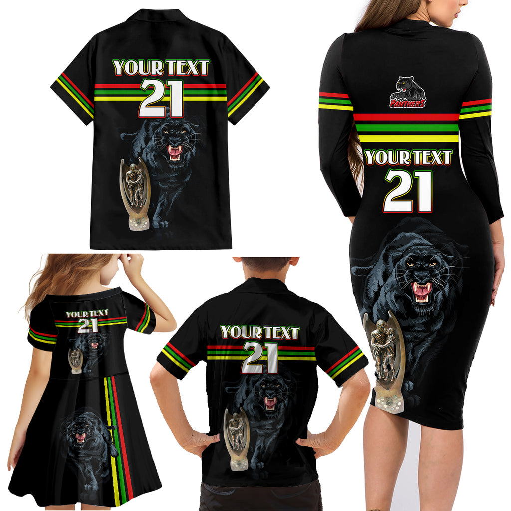 custom-panther-premierships-family-matching-long-sleeve-bodycon-dress-and-hawaiian-shirt-go-champions-2023-black-simple-style