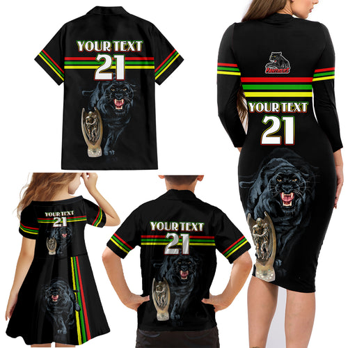 custom-panther-premierships-family-matching-long-sleeve-bodycon-dress-and-hawaiian-shirt-go-champions-2023-black-simple-style