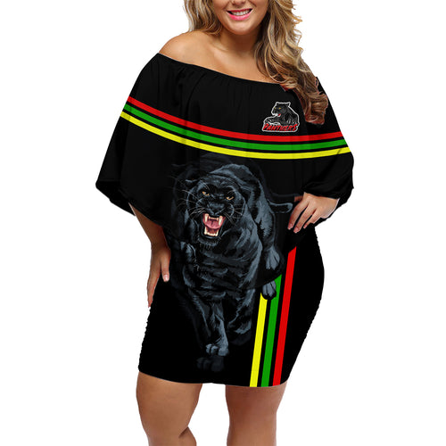 custom-panther-premierships-family-matching-off-shoulder-short-dress-and-hawaiian-shirt-go-champions-2023-black-simple-style