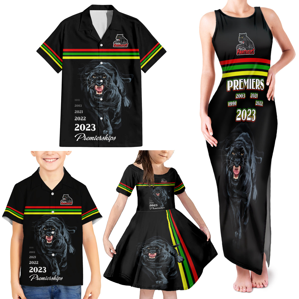 custom-panther-premierships-family-matching-tank-maxi-dress-and-hawaiian-shirt-go-champions-2023-black-simple-style