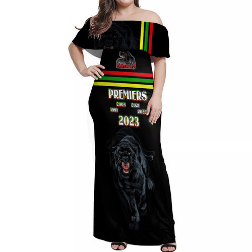 custom-panther-premierships-off-shoulder-maxi-dress-go-champions-2023-black-simple-style