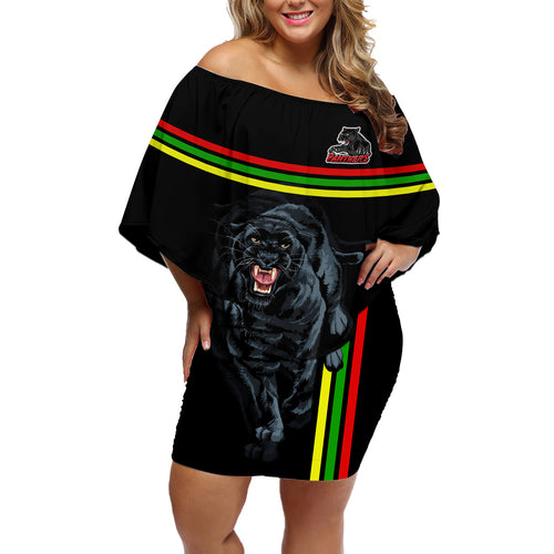 custom-panther-premierships-off-shoulder-short-dress-go-champions-2023-black-simple-style