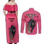 panther-premierships-couples-matching-off-shoulder-maxi-dress-and-long-sleeve-button-shirts-go-champions-2023-pink-simple-style