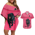 panther-premierships-couples-matching-off-shoulder-short-dress-and-hawaiian-shirt-go-champions-2023-pink-simple-style