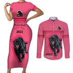 panther-premierships-couples-matching-short-sleeve-bodycon-dress-and-long-sleeve-button-shirts-go-champions-2023-pink-simple-style