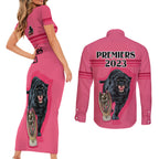 panther-premierships-couples-matching-short-sleeve-bodycon-dress-and-long-sleeve-button-shirts-go-champions-2023-pink-simple-style