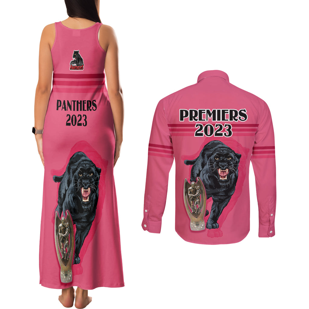 panther-premierships-couples-matching-tank-maxi-dress-and-long-sleeve-button-shirts-go-champions-2023-pink-simple-style