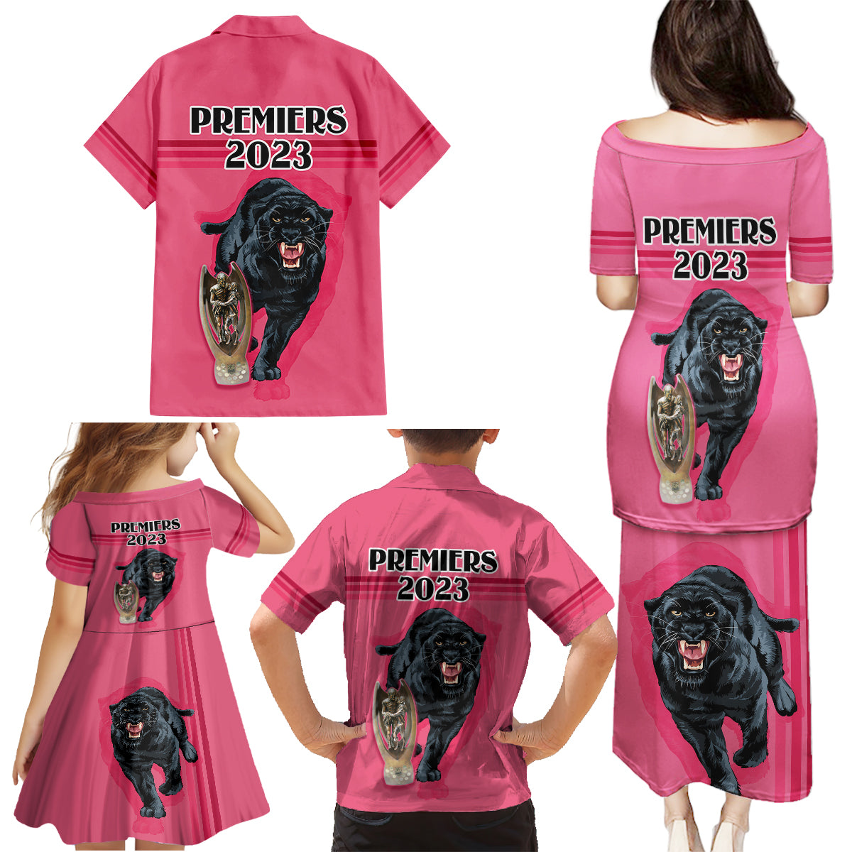 panther-premierships-family-matching-puletasi-dress-and-hawaiian-shirt-go-champions-2023-pink-simple-style