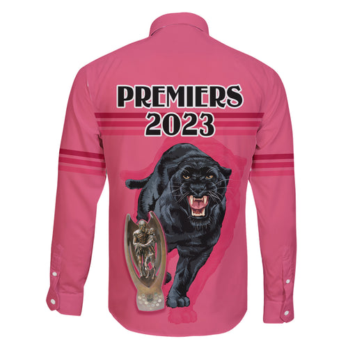 panther-premierships-family-matching-short-sleeve-bodycon-dress-and-hawaiian-shirt-go-champions-2023-pink-simple-style