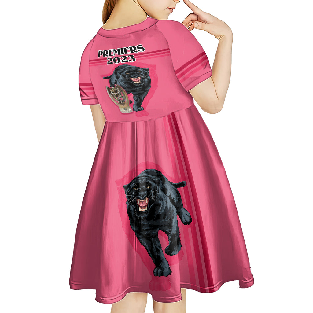 panther-premierships-kid-short-sleeve-dress-go-champions-2023-pink-simple-style