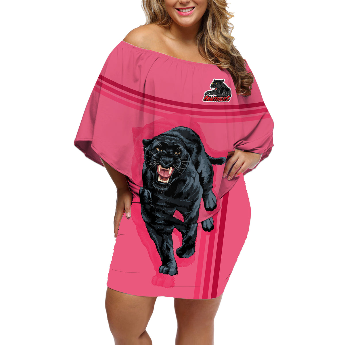 panther-premierships-off-shoulder-short-dress-go-champions-2023-pink-simple-style