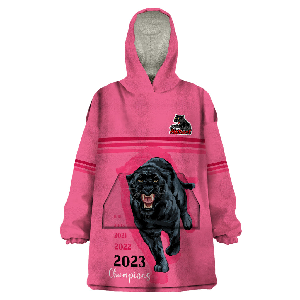 panther-premierships-wearable-blanket-hoodie-go-champions-2023-pink-simple-style