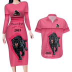 custom-panther-premierships-couples-matching-long-sleeve-bodycon-dress-and-hawaiian-shirt-go-champions-2023-pink-simple-style