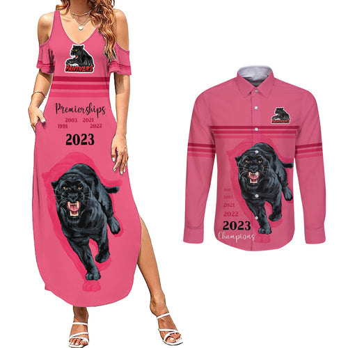 custom-panther-premierships-couples-matching-summer-maxi-dress-and-long-sleeve-button-shirts-go-champions-2023-pink-simple-style