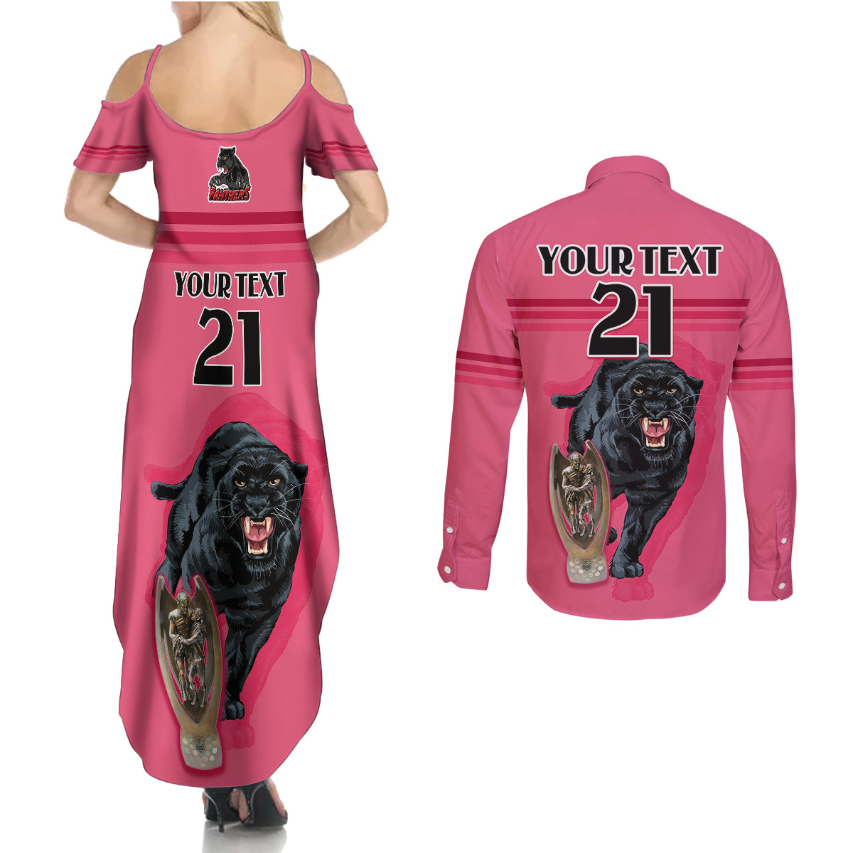 custom-panther-premierships-couples-matching-summer-maxi-dress-and-long-sleeve-button-shirts-go-champions-2023-pink-simple-style