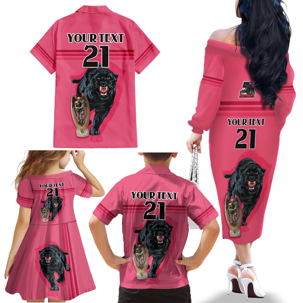 custom-panther-premierships-family-matching-off-shoulder-long-sleeve-dress-and-hawaiian-shirt-go-champions-2023-pink-simple-style