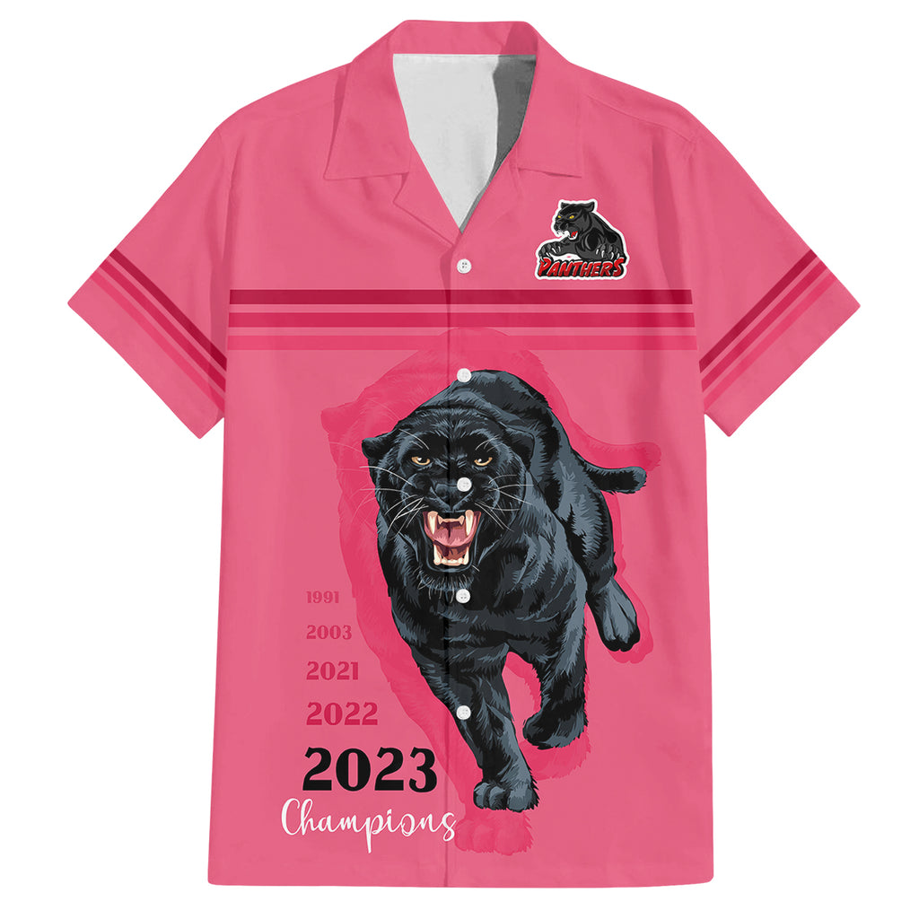 custom-panther-premierships-family-matching-off-shoulder-long-sleeve-dress-and-hawaiian-shirt-go-champions-2023-pink-simple-style