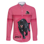 custom-panther-premierships-family-matching-off-shoulder-maxi-dress-and-hawaiian-shirt-go-champions-2023-pink-simple-style