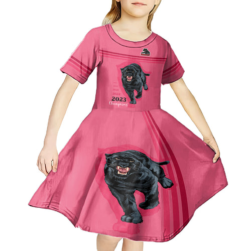custom-panther-premierships-kid-short-sleeve-dress-go-champions-2023-pink-simple-style