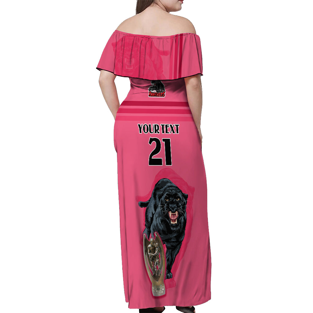 custom-panther-premierships-off-shoulder-maxi-dress-go-champions-2023-pink-simple-style