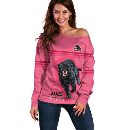 custom-panther-premierships-off-shoulder-sweater-go-champions-2023-pink-simple-style