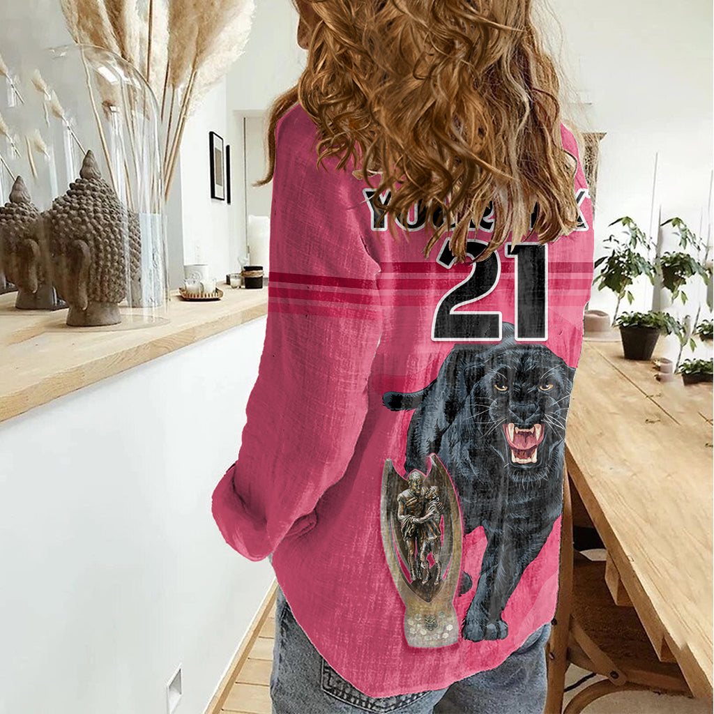 custom-panther-premierships-women-casual-shirt-go-champions-2023-pink-simple-style