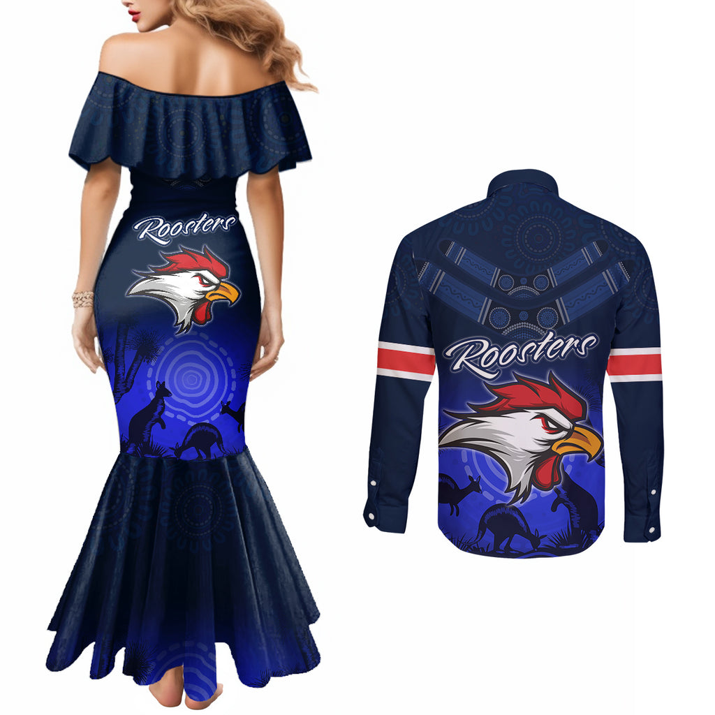 rosster-easts-to-win-couples-matching-mermaid-dress-and-long-sleeve-button-shirts-sydney-rugby-est-1908-boomerang-indeginous