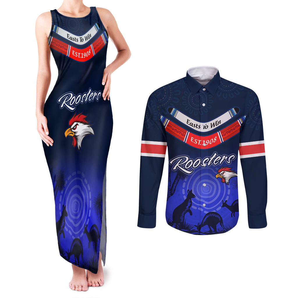 rosster-easts-to-win-couples-matching-tank-maxi-dress-and-long-sleeve-button-shirts-sydney-rugby-est-1908-boomerang-indeginous