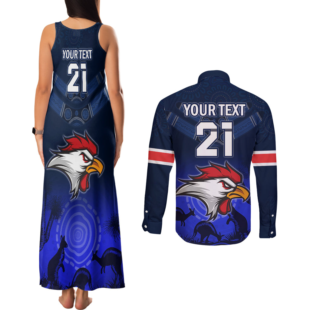 custom-rosster-easts-to-win-couples-matching-tank-maxi-dress-and-long-sleeve-button-shirts-sydney-rugby-est-1908-boomerang-indeginous