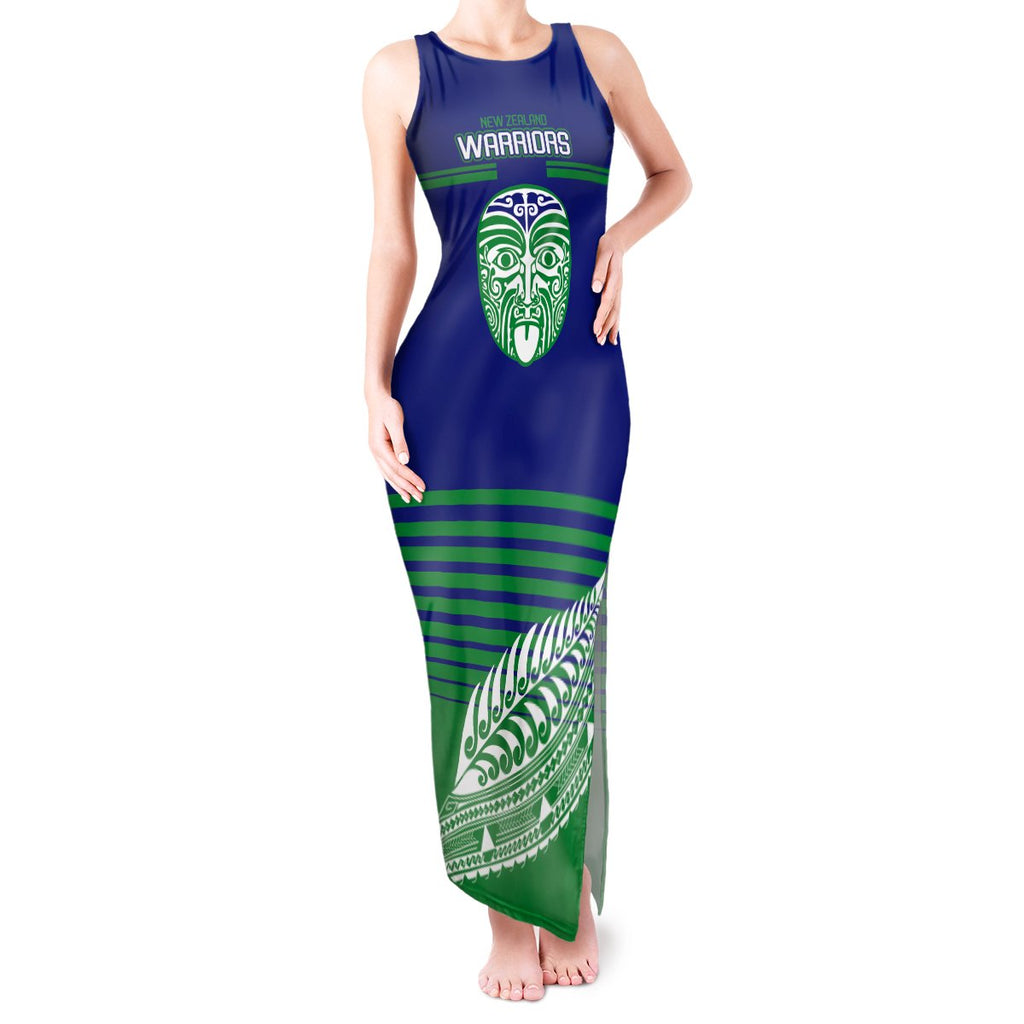 warriors-new-zealand-rugby-tank-maxi-dress-maori-face-ta-moko-simple-style