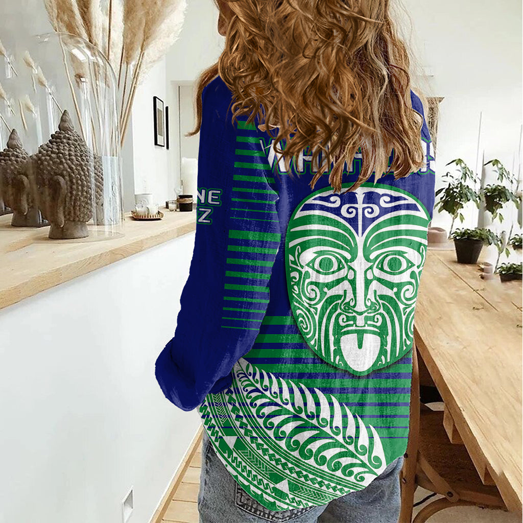 warriors-new-zealand-rugby-women-casual-shirt-maori-face-ta-moko-simple-style