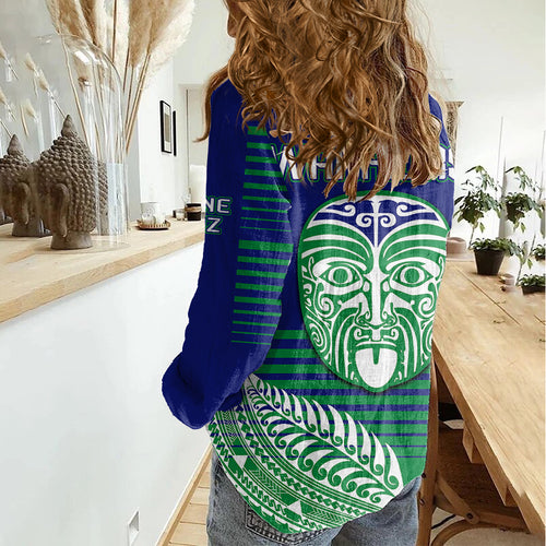 warriors-new-zealand-rugby-women-casual-shirt-maori-face-ta-moko-simple-style