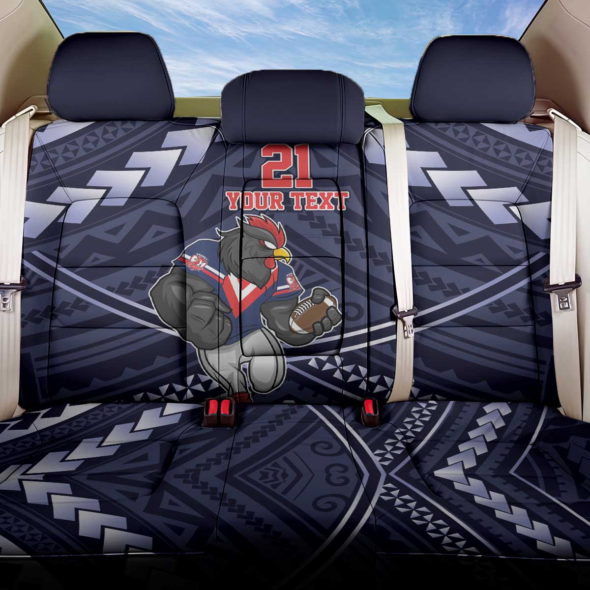 Custom Roosters Rugby Polynesian Tribal Back Car Seat Cover