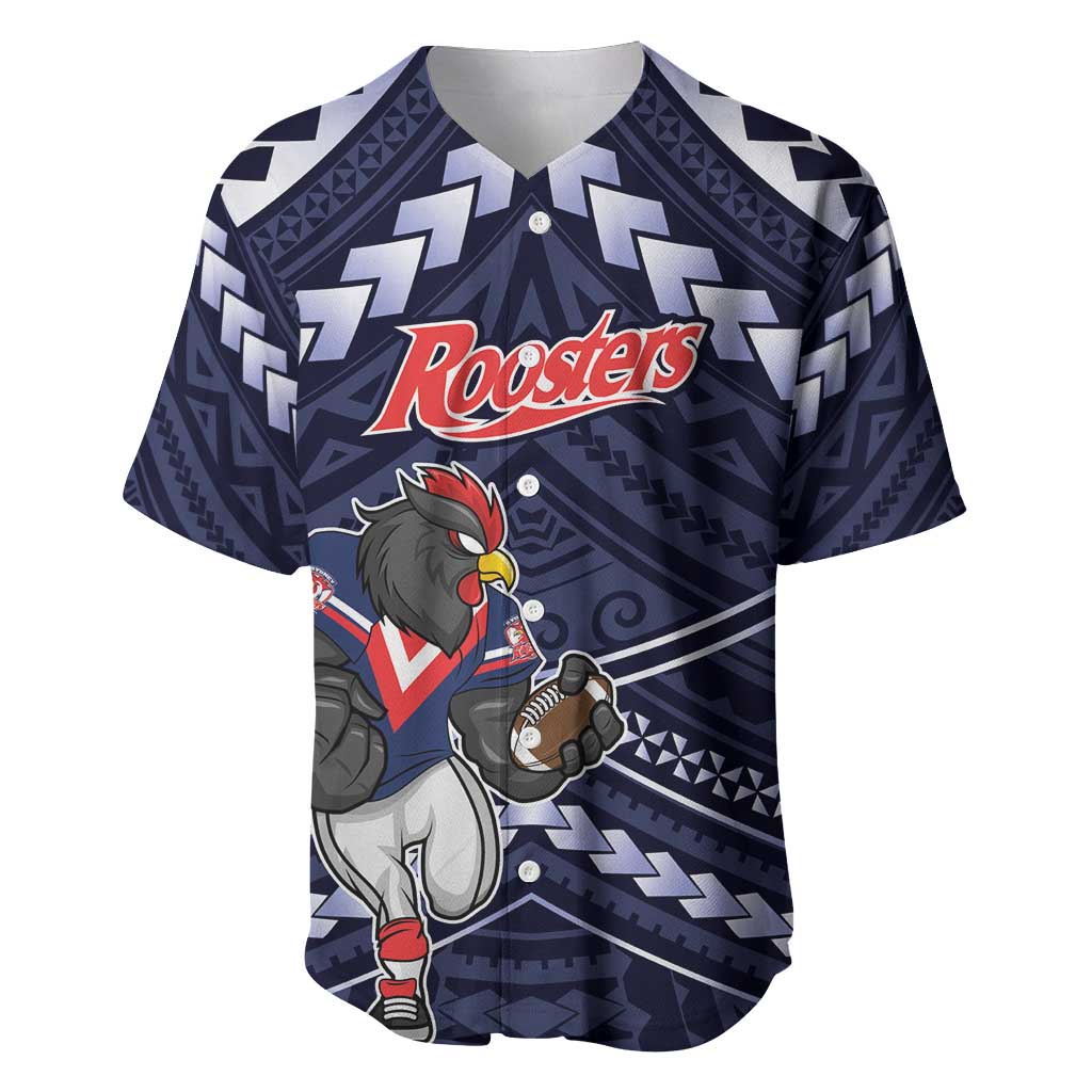 Custom Roosters Rugby Polynesian Tribal Baseball Jersey