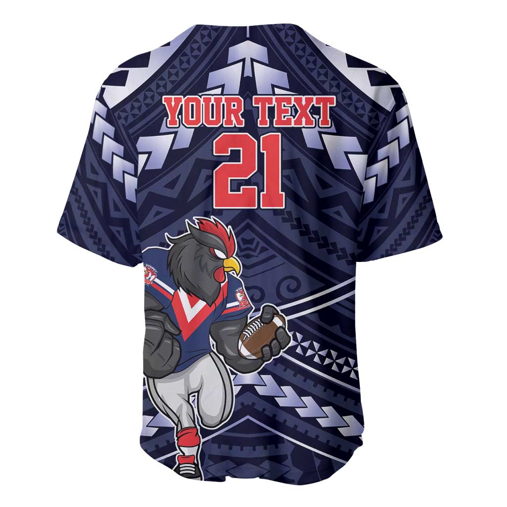 Custom Roosters Rugby Polynesian Tribal Baseball Jersey