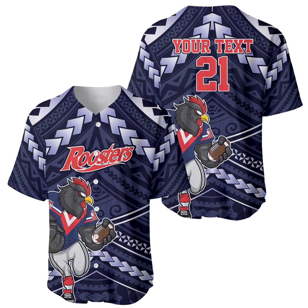 Custom Roosters Rugby Polynesian Tribal Baseball Jersey