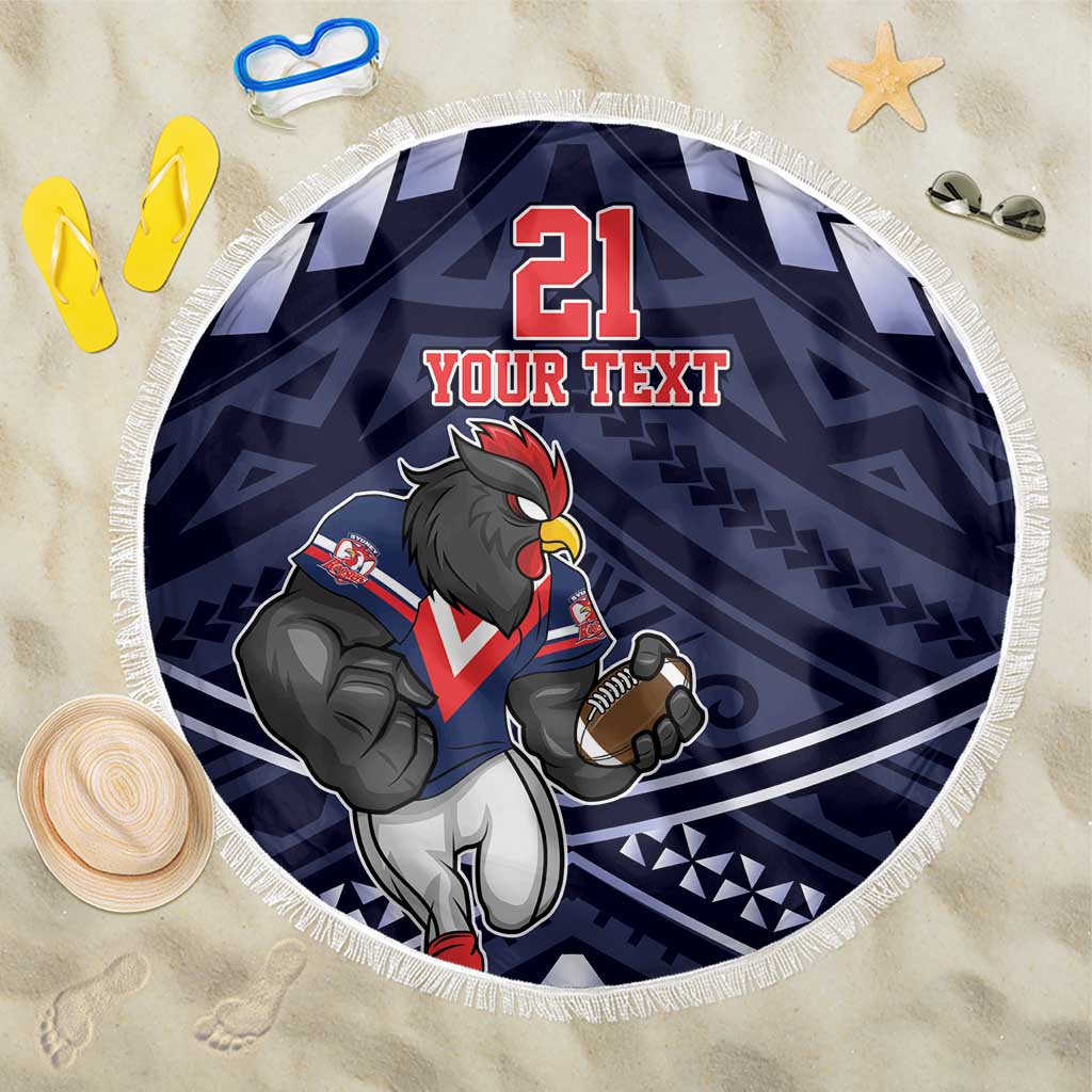 Custom Roosters Rugby Polynesian Tribal Beach Blanket