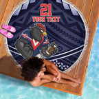 Custom Roosters Rugby Polynesian Tribal Beach Blanket