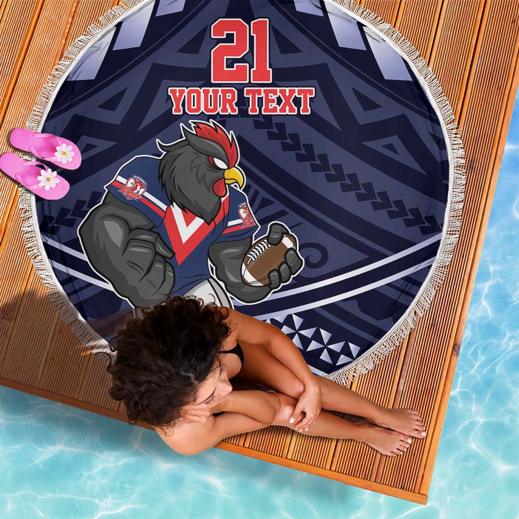 Custom Roosters Rugby Polynesian Tribal Beach Blanket