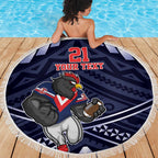 Custom Roosters Rugby Polynesian Tribal Beach Blanket