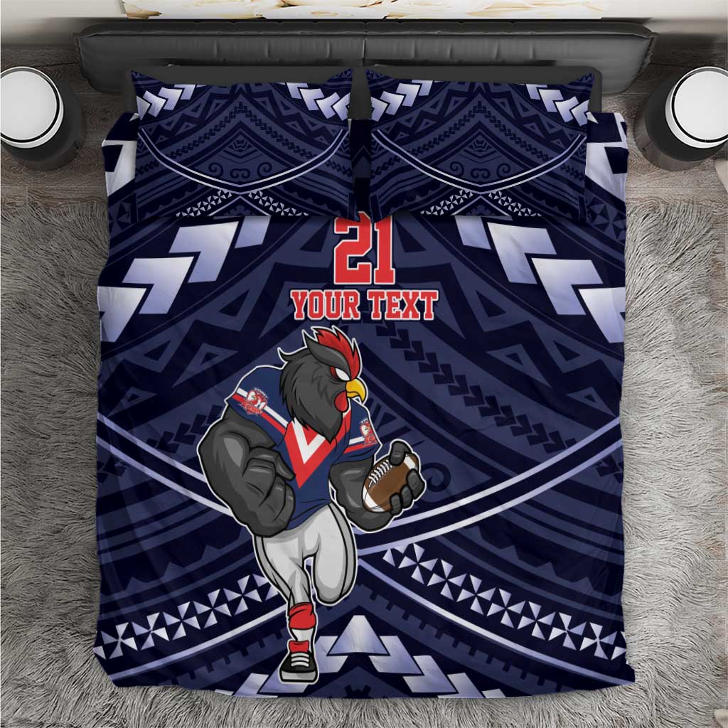 Custom Roosters Rugby Polynesian Tribal Bedding Set