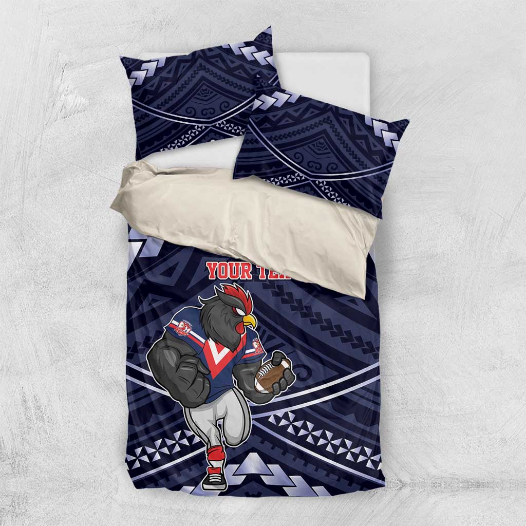 Custom Roosters Rugby Polynesian Tribal Bedding Set