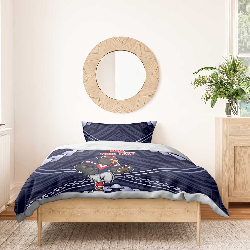 Custom Roosters Rugby Polynesian Tribal Bedding Set